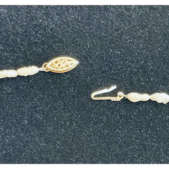 Vintage Freshwater Rice Pearl Necklace 17" w/ 14K Gold Bead Spacers & Clasp - Picture 10 of 12